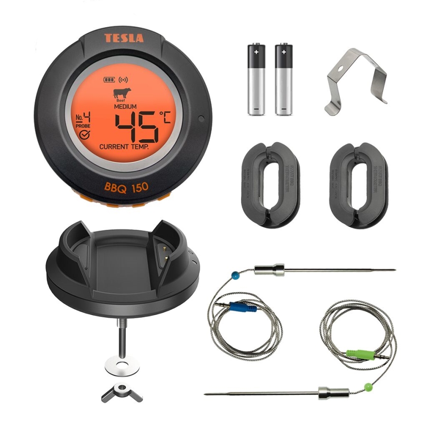 TESLA Electronics Cook - Digitalt stegetermometer med sonde 0-400 °C 2xAA IP65