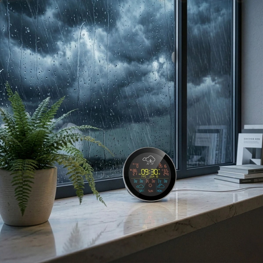 TESLA Electronics Device - Smart vejrstation med sensor, 400 mAh batteri, Wi‑Fi (Tuya), IP44