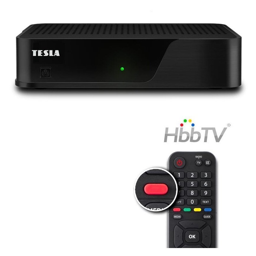 TESLA Electronics - DVB-T2 H.265 (HEVC) modtager med HbbTV 12V + fjernbetjening