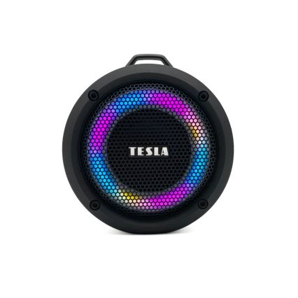 TESLA Electronics - LED højtaler m. RGB-farver trådløs 5W/1200 mAh/3,7V IPX7 grå