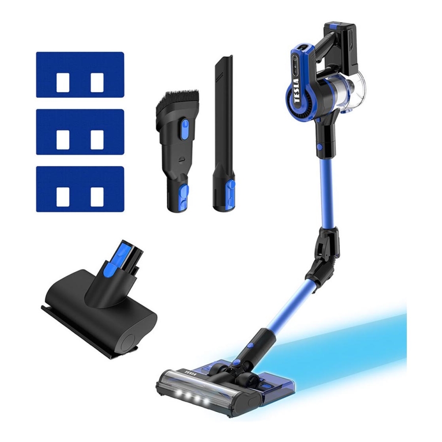 TESLA Electronics PureStar - Ledningsfri støvsuger 3-i-1 300W/2200 mAh sort/blå