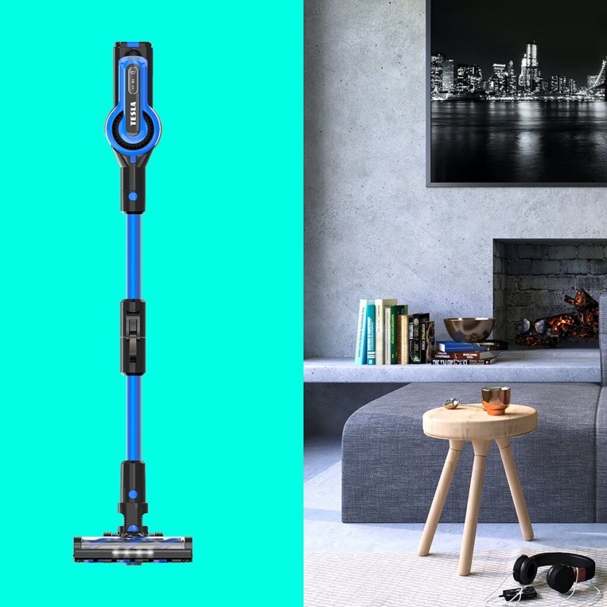 TESLA Electronics PureStar - Ledningsfri støvsuger 3-i-1 300W/2200 mAh sort/blå