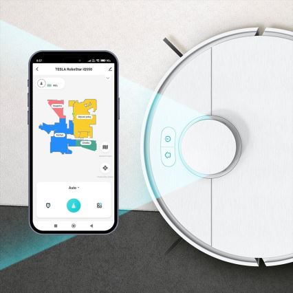 TESLA Electronics RoboStar - Smart robotstøvsuger 2-i-1 2550 mAh Wi-Fi hvid