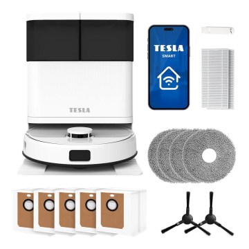 TESLA Electronics RoboStar - Smart robotstøvsuger 3-i-1 5200 mAh med Wi-Fi, hvid