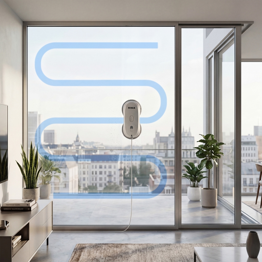 TESLA Electronics RoboStar - Vinduesrengøringsrobot med vandforstøvning 72W/230V/500 mAh + fjernbetjening