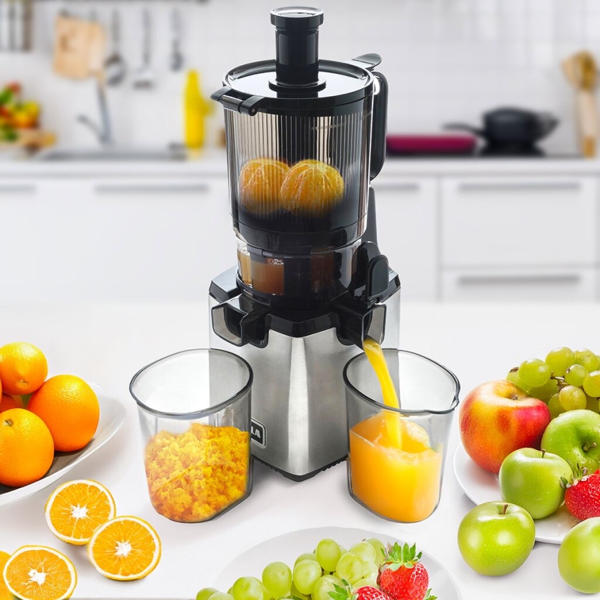 TESLA Electronics SlowJuicer Deluxe - Juicer m. lav hastighed 250W/230V rustfri/sort