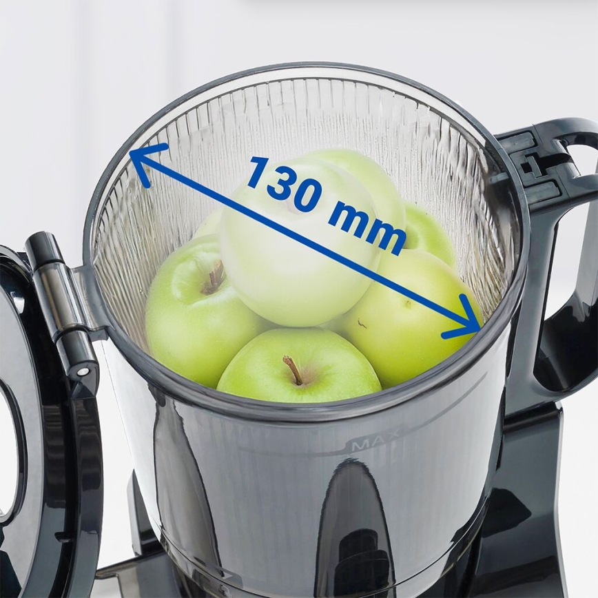 TESLA Electronics SlowJuicer Deluxe - Juicer m. lav hastighed 250W/230V rustfri/sort