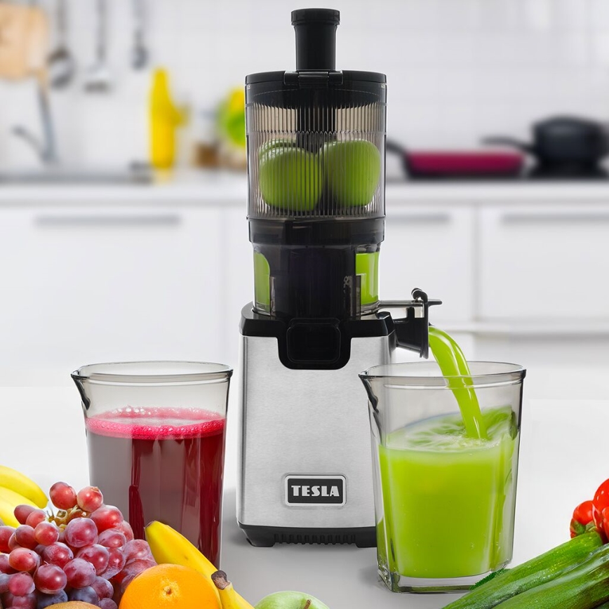 TESLA Electronics SlowJuicer Deluxe - Juicer m. lav hastighed 250W/230V rustfri/sort