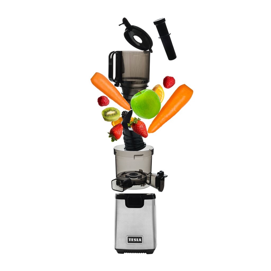 TESLA Electronics SlowJuicer Deluxe - Juicer m. lav hastighed 250W/230V rustfri/sort