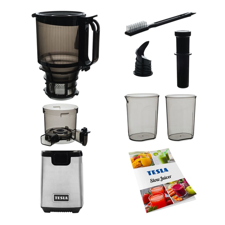 TESLA Electronics SlowJuicer Deluxe - Juicer m. lav hastighed 250W/230V rustfri/sort
