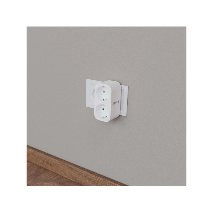 TESLA Smart - Smart stikdåseadapter 2x16A/230V Type F Wi-Fi Tuya