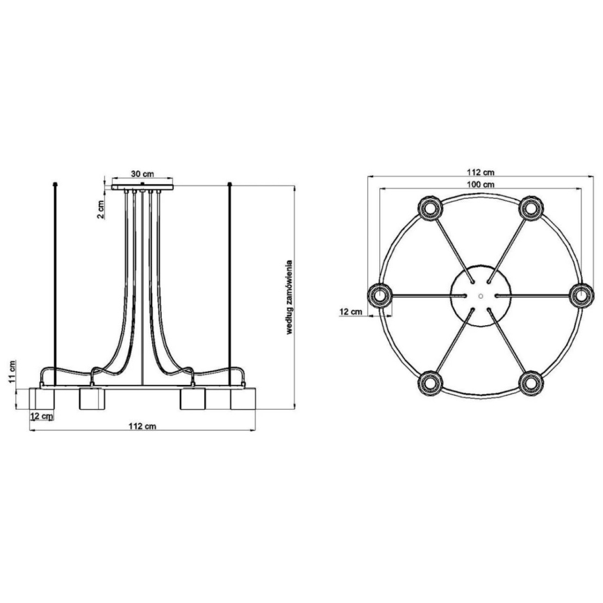 Thoro TH.020 - Hængende lysekrone TOLJA 6xGU10/40W/230V