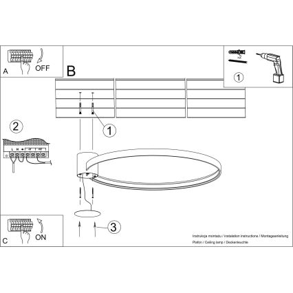 Thoro TH.223 - RIO LED-loftlampe 30W/230V CRI 98 4000K Ø 55 cm, guld