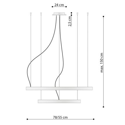 Thoro TH.268 - LED loftlampe på wire RIO LED/80W/230V CRI 95 4000K guld