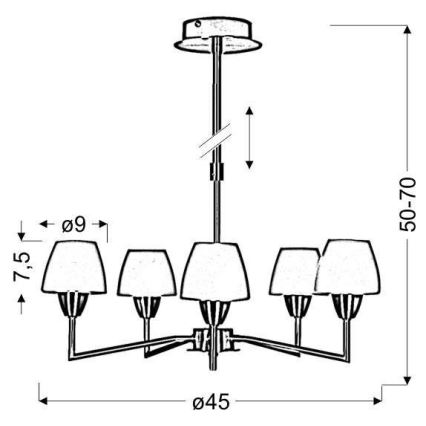 TOGO pendellampe 5xG9/40W/230V mat krom/hvid