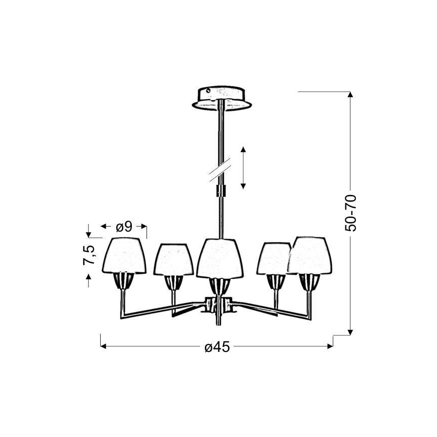 TOGO pendellampe 5xG9/40W/230V mat krom/hvid