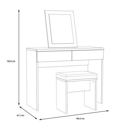 Toiletbord JUNO + skammel 45x29,6 cm brun/sort