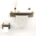 Toiletrulleholder 10,5x17 cm + væghylde 10x50 cm grantræ