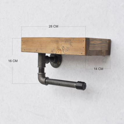 Toiletrulleholder med hylde BORU 28x16 cm grantræ