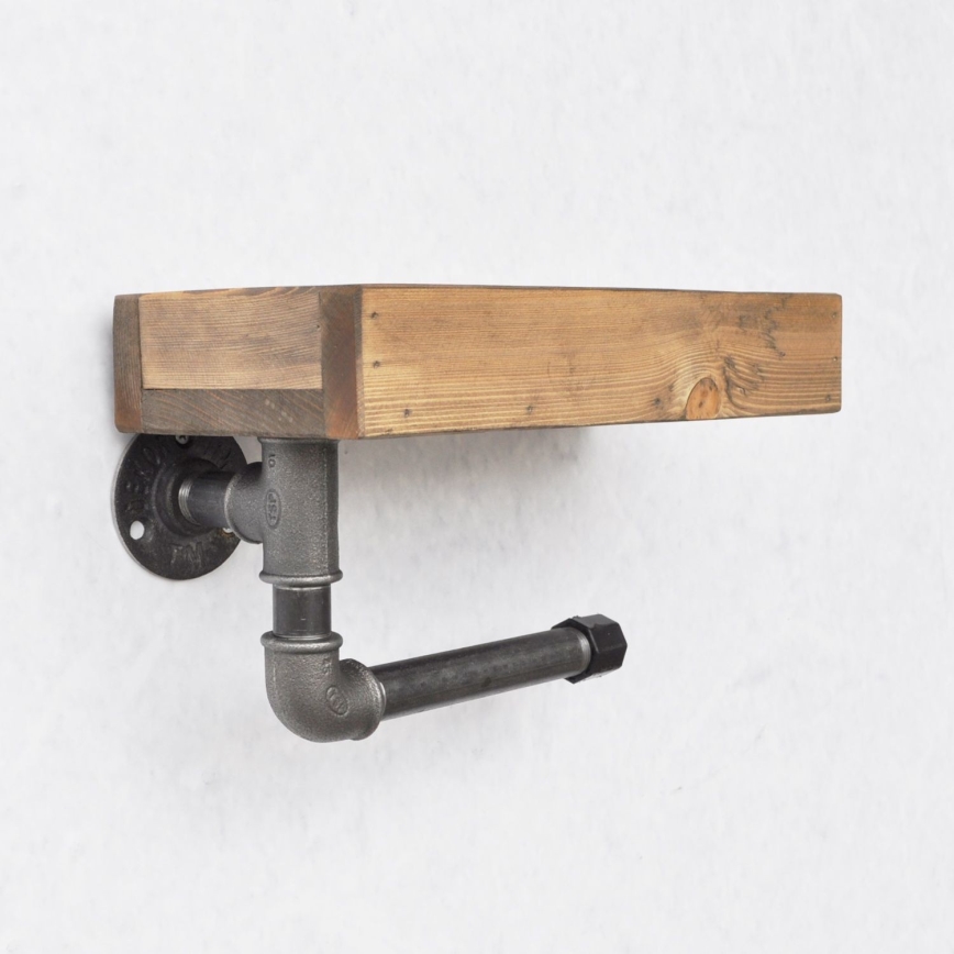 Toiletrulleholder med hylde BORU 28x16 cm grantræ