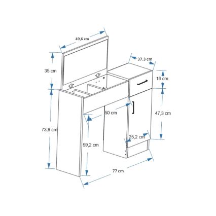 Toiletbord INCI 108,8x77 cm atlantic fyrretræ/antracit