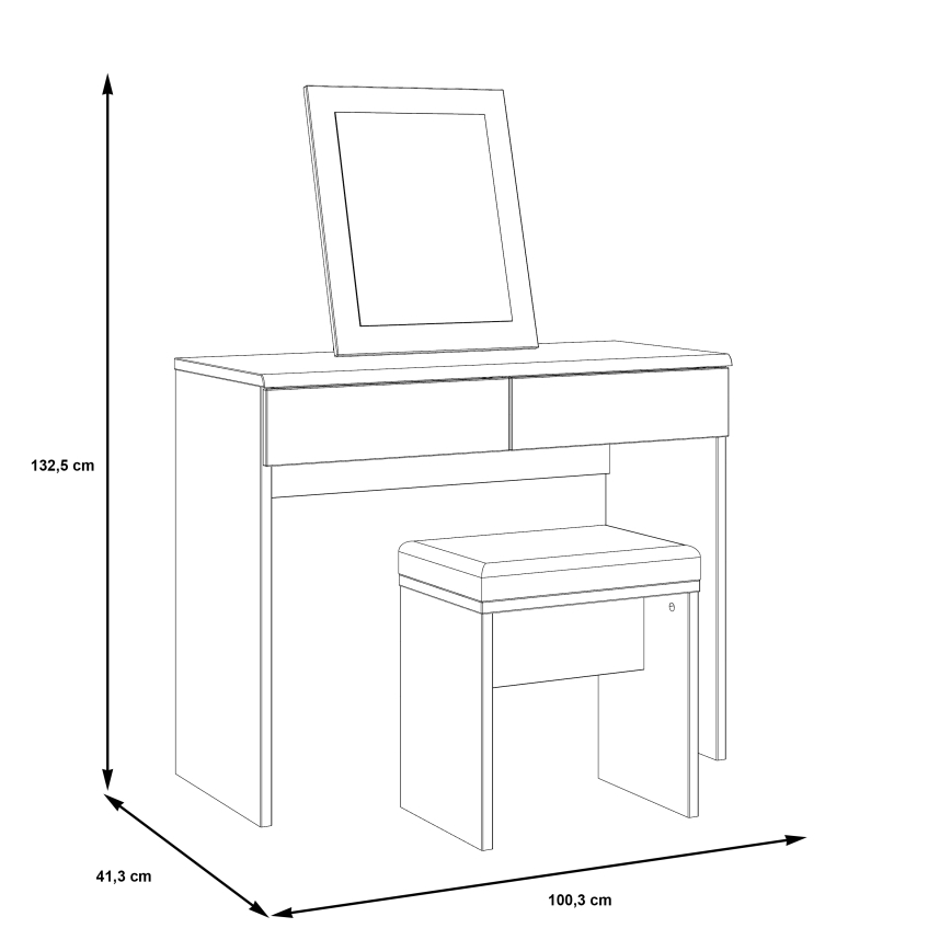 Toilettbord ERO + skammel brun/sort