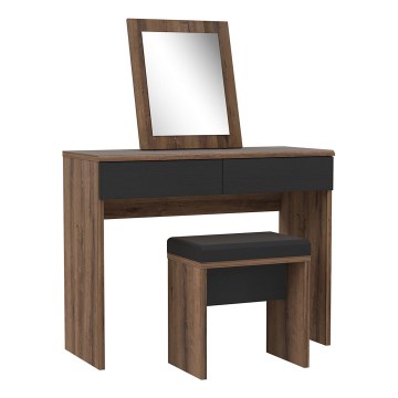 Toilettbord JUNO + skammel 45x29,6 cm brun/sort
