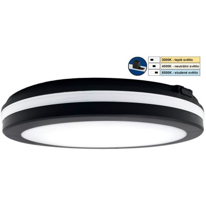 Top Belysning - LED badeværelseslampe COMET LED/24W/230V 3000/4000/6500K IP54 diameter 30 cm sort