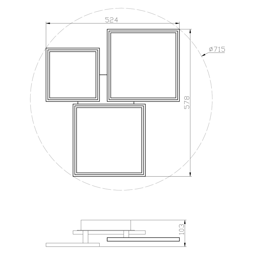Top Light - LED loftlampe dæmpbar MERKUR LED/50W/230V 3000-6500K sort + fjernbetjening