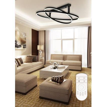 Top Light - LED loftlampe dæmpbar SATURN 2xLED/25W/230V sort + fjernbetjening