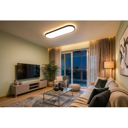 Top Light - LED dæmpbar loftlampe, overflademonteret/ophængt OVAL LED/36W/230V 3000-6500K sort + fjernbetjening