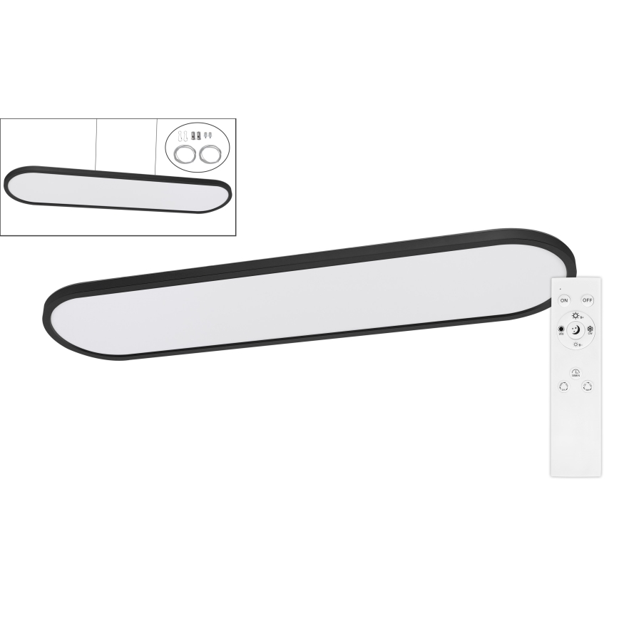 Top Light - LED dæmpbar loftlampe, overflademonteret/ophængt OVAL LED/36W/230V 3000-6500K sort + fjernbetjening
