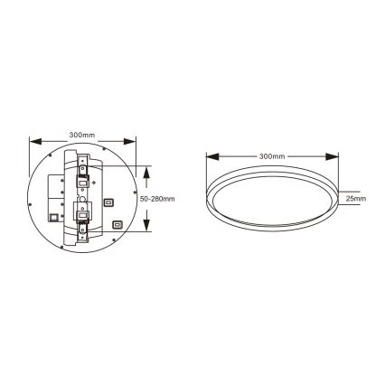 Top Light - REVIT LED loftlampe med bevægelsessensor, 12/18/24W, 230V, 3000/4000/6500K, Ø 30 cm, hvid