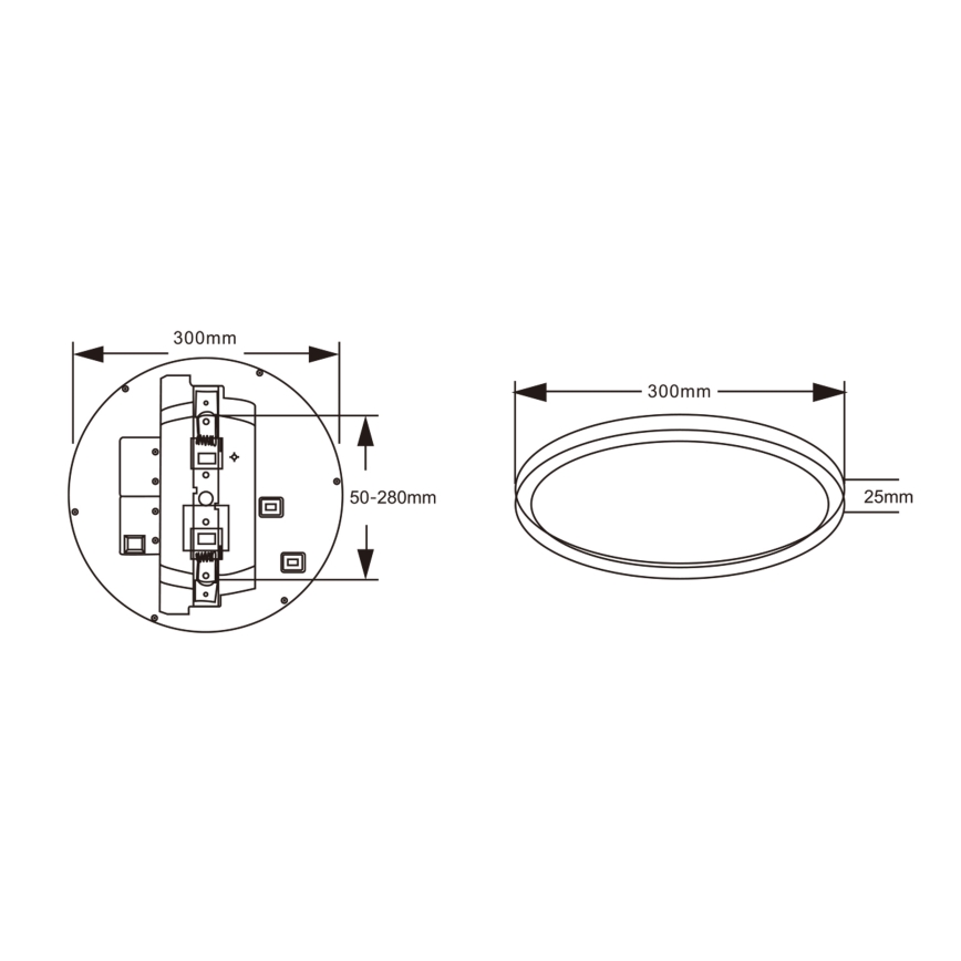 Top Light - REVIT LED loftlampe med bevægelsessensor, 12/18/24W, 230V, 3000/4000/6500K, Ø 30 cm, hvid