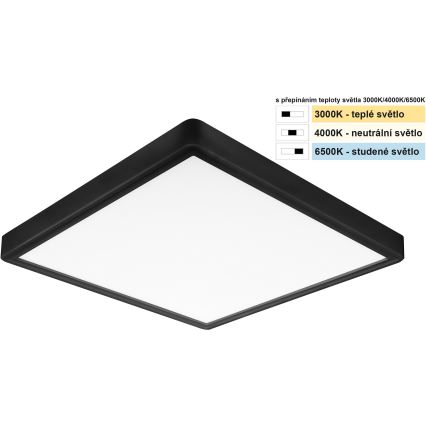 Top Light - LED loftlampe REVIT LED/24W/230V 3000/4000/6500K 30x30 cm sort