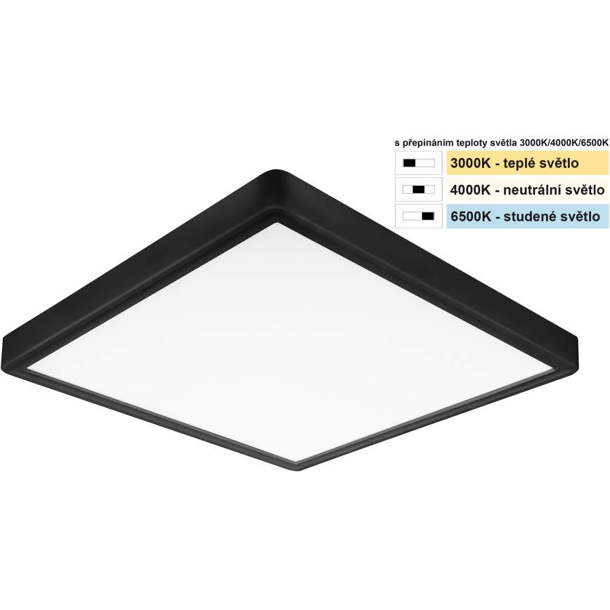 Top Light - LED loftlampe REVIT LED/24W/230V 3000/4000/6500K 30x30 cm sort
