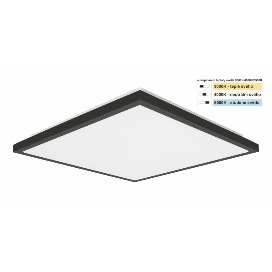 Top Light - LED loftlampe til badeværelse ONYX LED/24W/230V IP44 3000/4000/6500K 38x38 cm sort