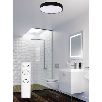 Top Light - LED loftlampe til badeværelse dæmpbar PETAL LED/48W/230V IP44 3000-6500K diameter 48 cm sort + fjernbetjening