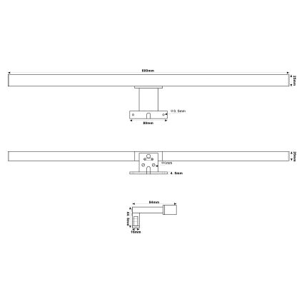 Top Light - LED spejllampe til badeværelse OREGON LED/9W/230V 60 cm IP44