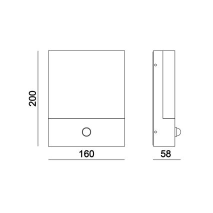 Top Light - LED Udendørs væglampe med sensor NOEL LED/10W/230V IP54