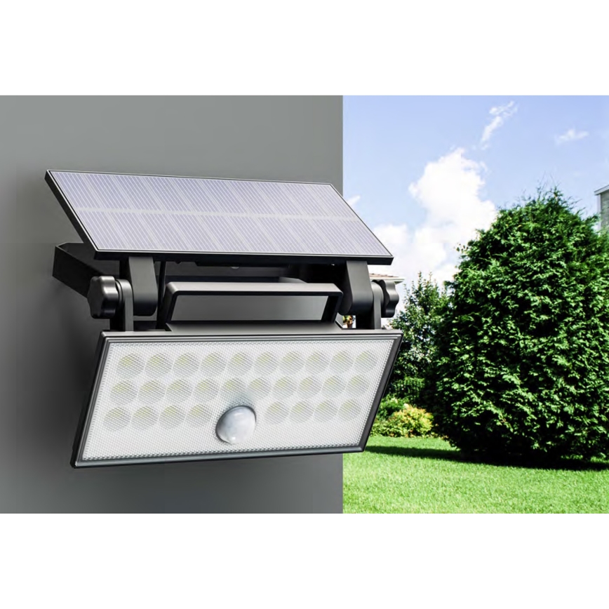 Top Light - Soldrevet LED vægprojektør med sensor HELEON PRO LED/8W/3,7V IP65 4000K 2600 mAh