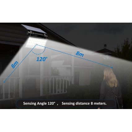 Top Light - Soldrevet LED vægprojektør med sensor HELEON PRO LED/8W/3,7V IP65 4000K 2600 mAh