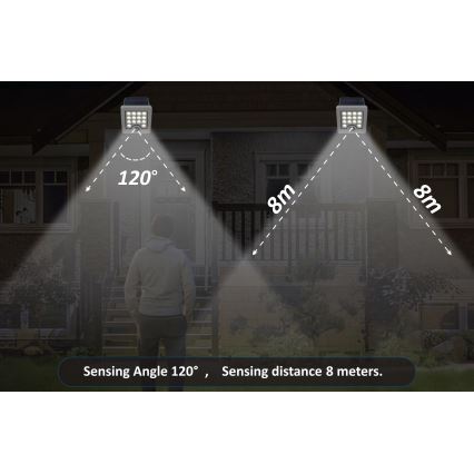 Top Light - Soldrevet LED vægprojektør med sensor HELEON S LED/5W/3,7V IP65 4000K 1800 mAh