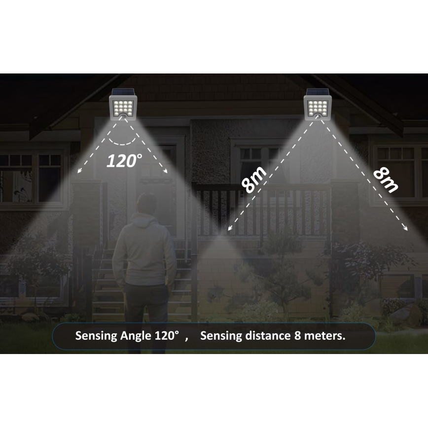Top Light - Soldrevet LED vægprojektør med sensor HELEON S LED/5W/3,7V IP65 4000K 1800 mAh