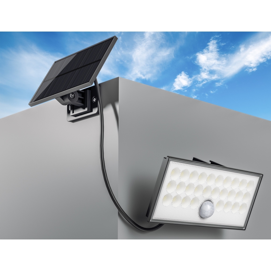 Top Light - Soldrevet LED vægprojektør med sensor HELEON VARIO LED/8W/3,7V IP65 4000K 2200 mAh + fjernbetjening