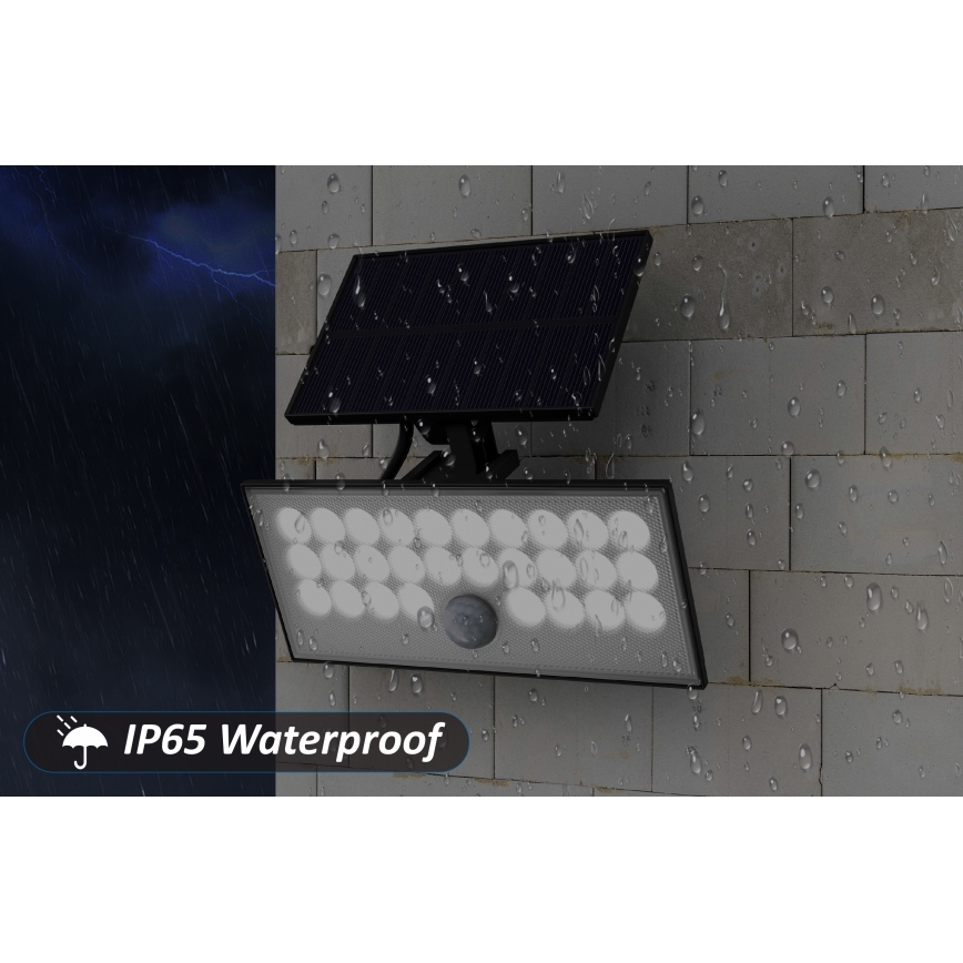 Top Light - Soldrevet LED vægprojektør med sensor HELEON VARIO LED/8W/3,7V IP65 4000K 2200 mAh + fjernbetjening