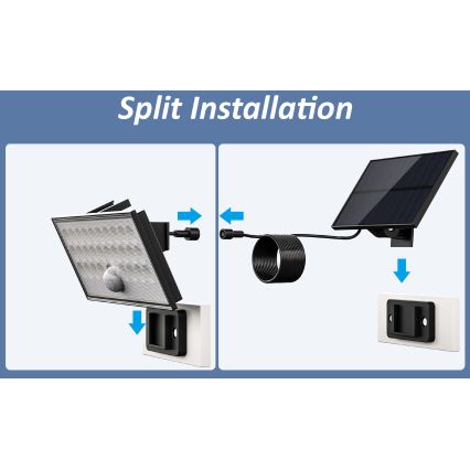 Top Light - Soldrevet LED vægprojektør med sensor HELEON VARIO LED/8W/3,7V IP65 4000K 2200 mAh + fjernbetjening