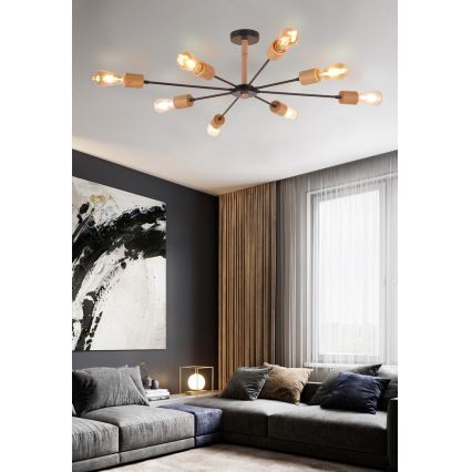 Top Light Star 8 - Pendellampe STAR 8xE27/40W/230V fyrretræ
