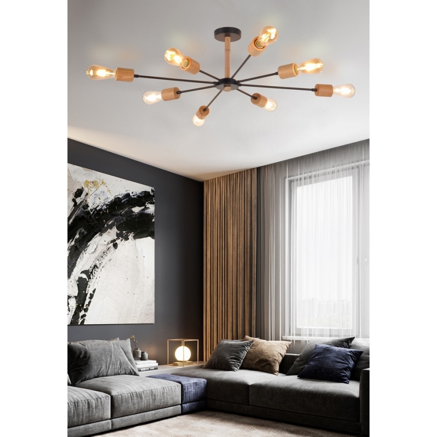 Top Light Star 8 - Pendellampe STAR 8xE27/40W/230V fyrretræ