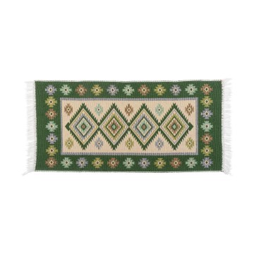 Tosidet orientalsk KILIM-tæppe 80 x 150 cm grøn/beige